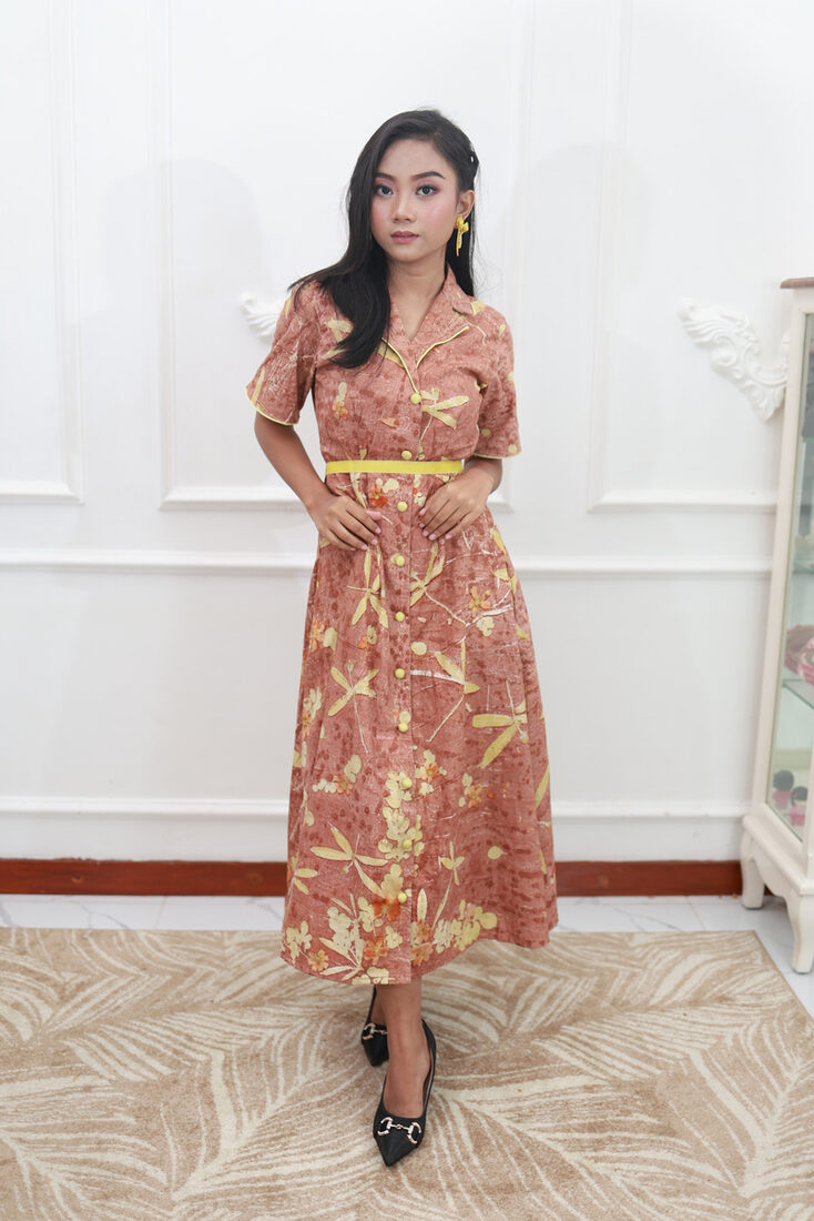 Gold and lemon eco-print two-piece